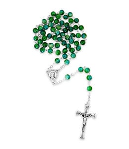 Chapelet en verre craquelé vert et turquoise