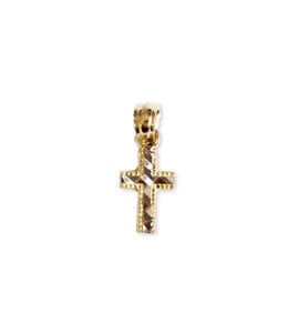Italgem Croix  ciselée ton argent et or 10K