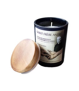 Bougie parfumée avec l'image du saint frère André