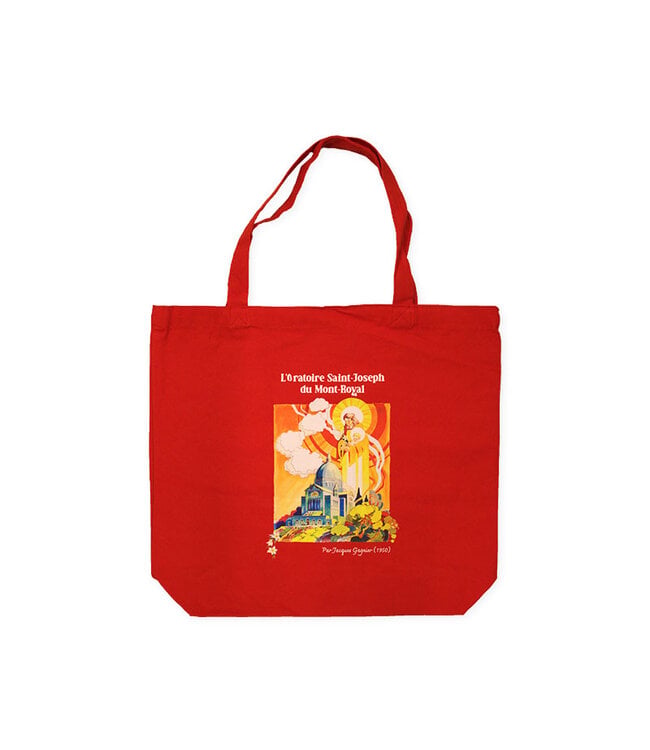 Sac fourre-tout rouge avec image Oratoire et saint Joseph style vintage