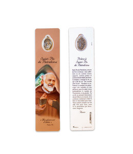 Bookmark with a medallion of Saint Pio of Pietrelcina (French)