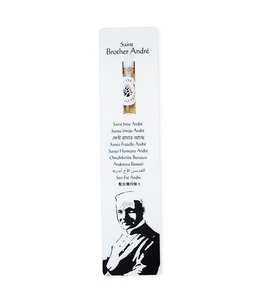 Bookmark prayer Saint Brother André with oil of Joseph