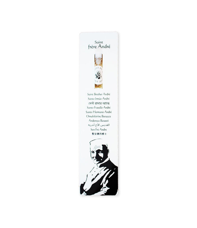 Bookmark prayer Saint frère André with oil of St. Joseph (French)