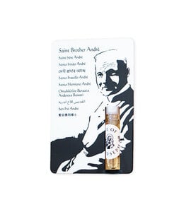Carte prière saint Brother André avec huile de saint Joseph (anglais)
