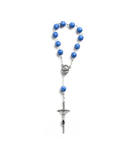 Sapphire-blue decade rosary with a cross and a medal of John Paul II