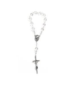 Crystal decade rosary  with cross, and medal of John Paul II