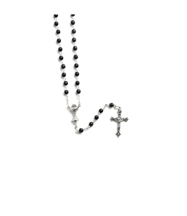 First Communion Black Rosary