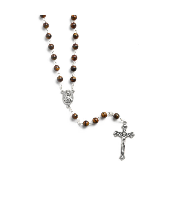Brown Rosary with Jerusalem Cross