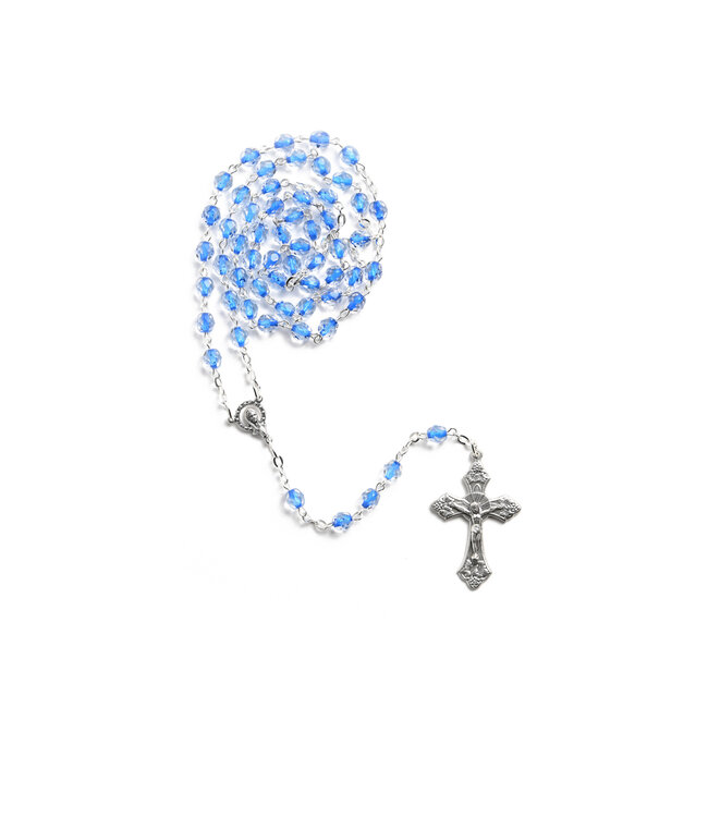 Crystal Rosary with a Blue Center