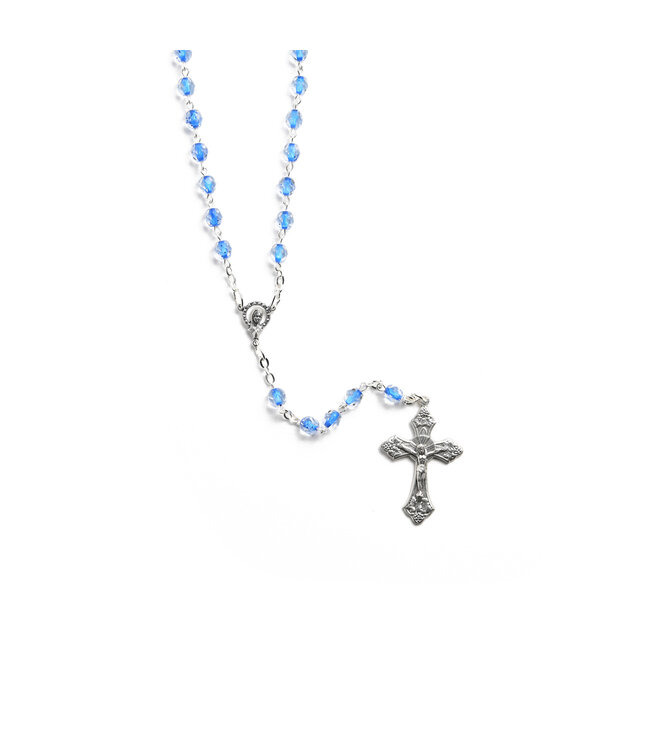 Crystal Rosary with a Blue Center