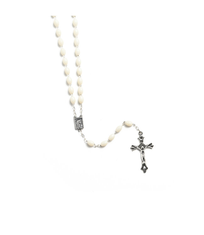 Rosary with oval glow-in-the-dark beads