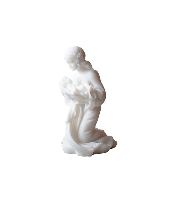 Statue Mère et enfant en albâtre blanc