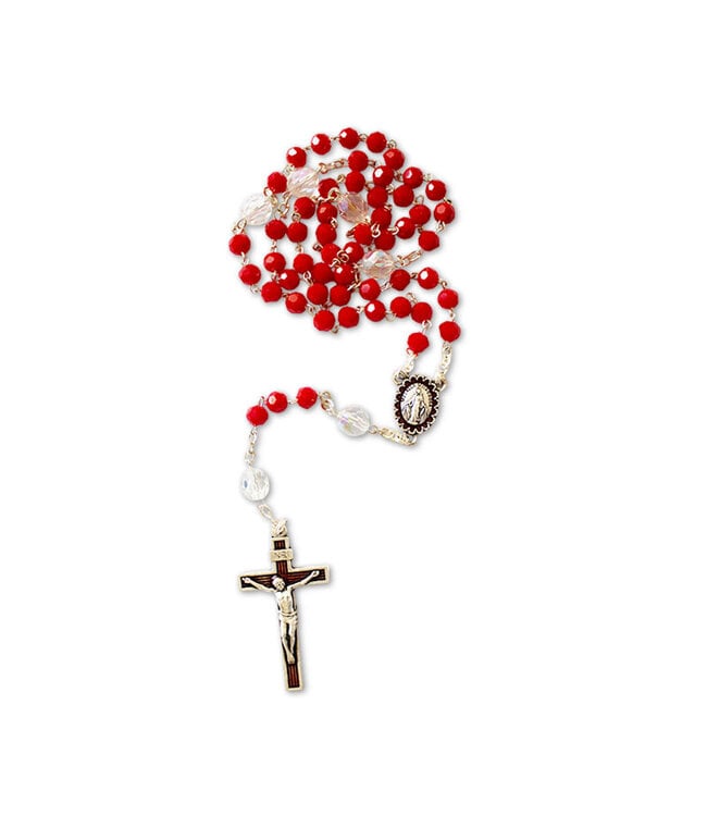 Chapelet cristal rouge et clair Miraculeuse