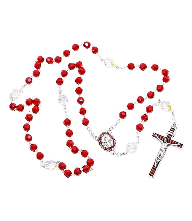 Chapelet cristal rouge et clair Miraculeuse