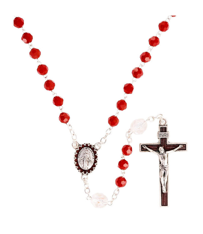Chapelet cristal rouge et clair Miraculeuse