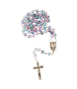 Miraculous Rosary with Pink and Blue Crackled Beads