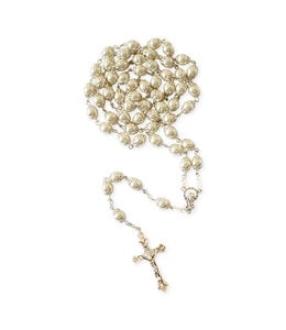 White imitation pearl rosary