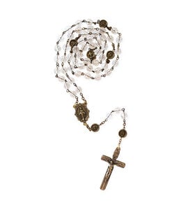 Clear crystal-look rosary featuring the Miraculous Medal
