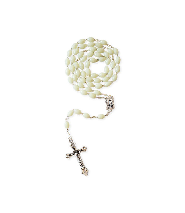 Rosary with oval glow-in-the-dark beads