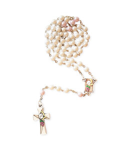 Chapelet blanc et rose givré