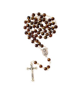 Brown Rosary with Jerusalem Cross