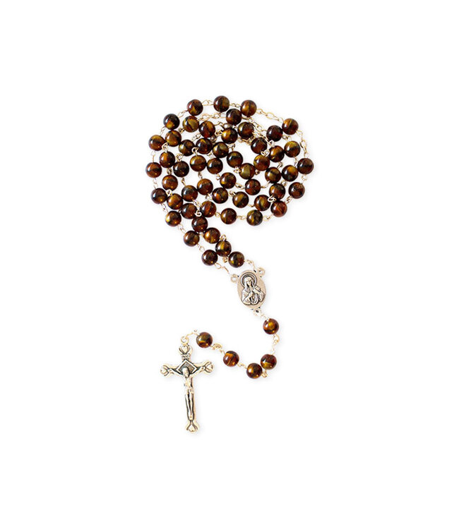 Brown Rosary with Jerusalem Cross