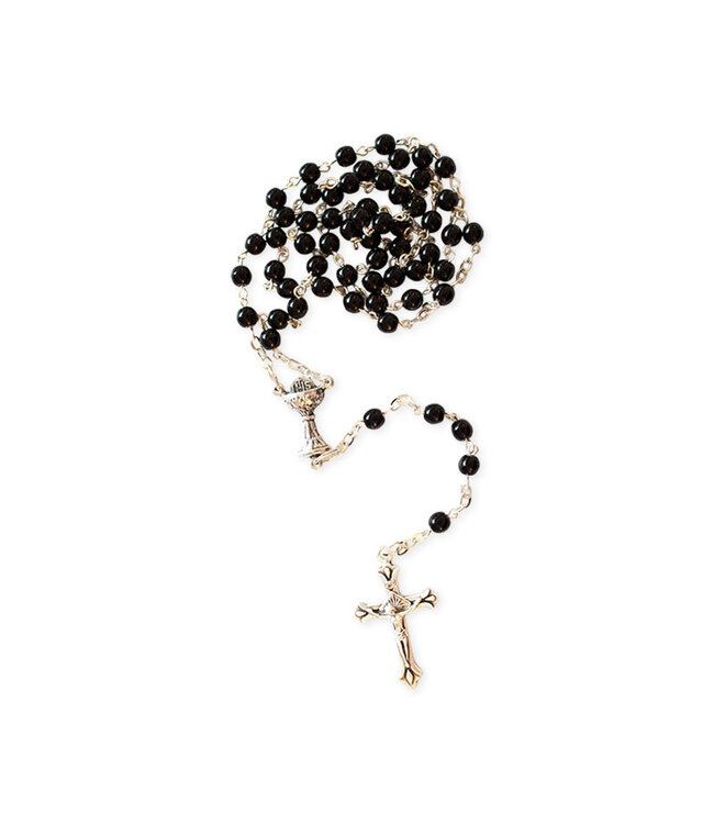 First Communion Black Rosary