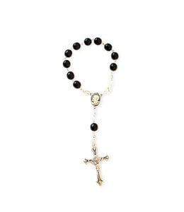 Black decade rosary, cross, and medal of John Paul II