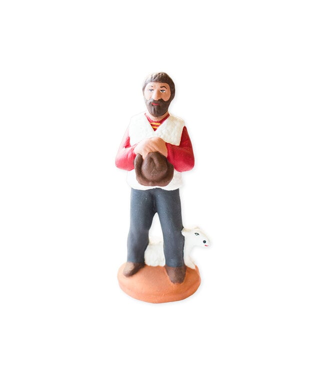 Les Santons de Charlevoix Santon berger avec mouton au pied - terre cuite