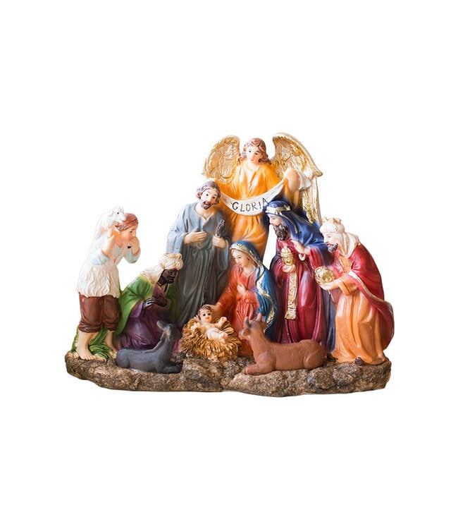Nativité colorée avec l’ange Gloria