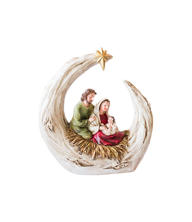 Sainte Famille colorée – Croissant de lune effet bois