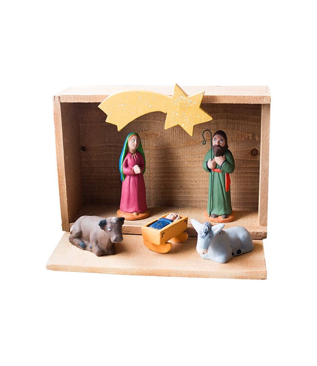 Les Santons de Charlevoix Crèche santon traditionnelle , boîte avec cinq personnages et étoile