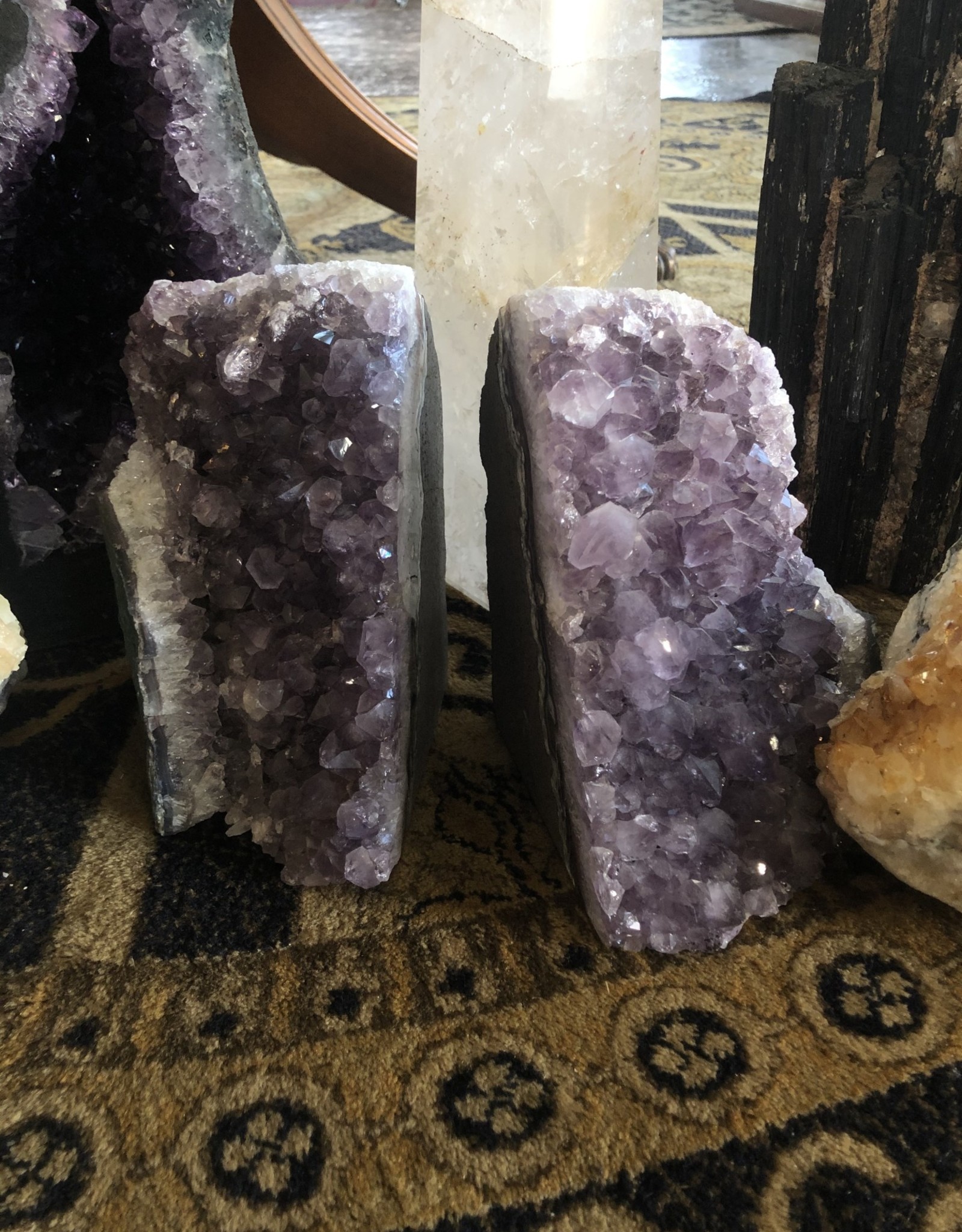 Amethyst Cluster Pair