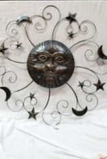 Metal Sun Face with Moon and Stars Wall Decor