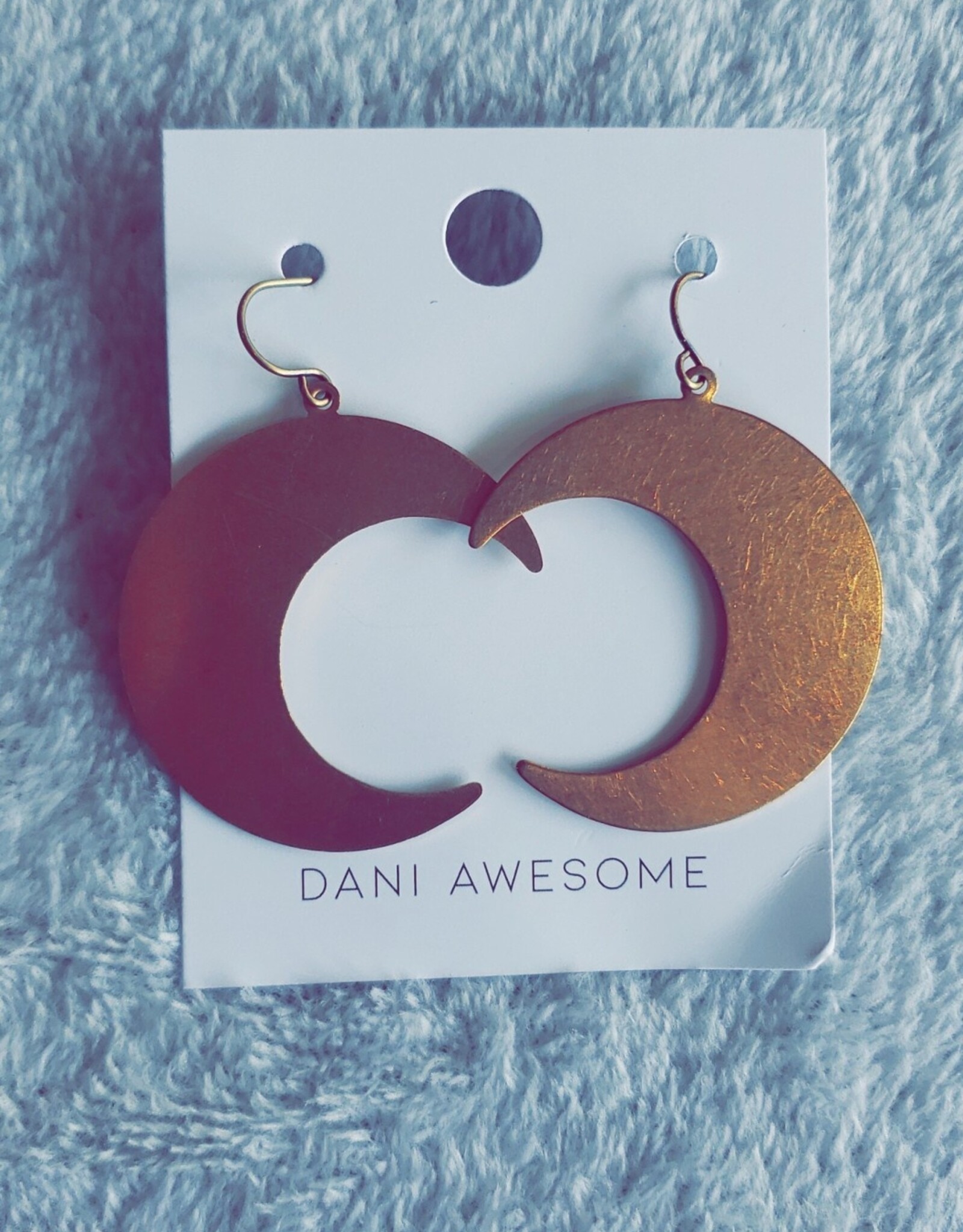 Dani Awesome Brass Crescent Moon Earrings