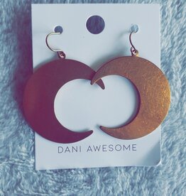 Dani Awesome Brass Crescent Moon Earrings