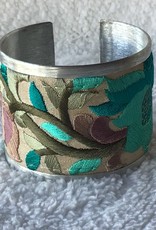 Turquoise Flower Embroidered Cuff