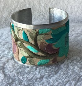 Turquoise Flower Embroidered Cuff