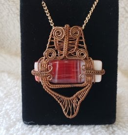 Copper Wire Wrapped Glass Cab Necklace