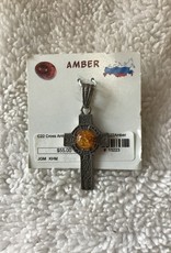Amber Centered Celtic Cross Silver
