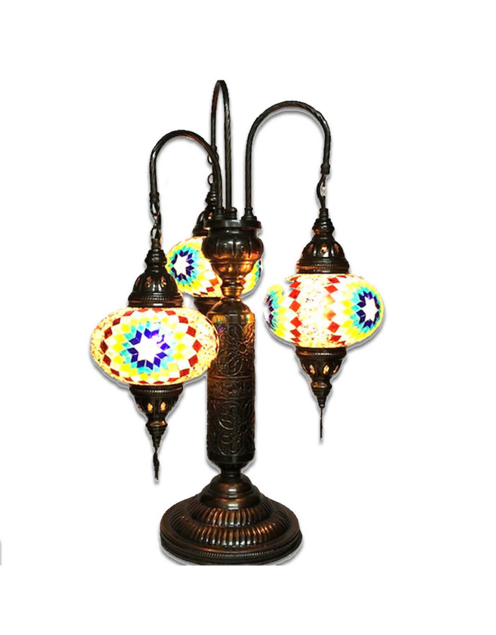 Turkish Mosaic Lamp | 3 Shade Lily | Red/Orange