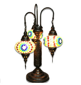 Turkish Mosaic Lamp | 3 Shade Lily | Red/Orange