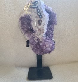 Large Amethyst Cluster on Metal Stand