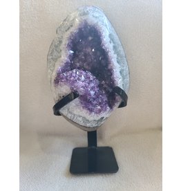 Large Amethyst Cluster on Metal Stand