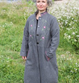 Embroidered Flower Coat | Gray | Large