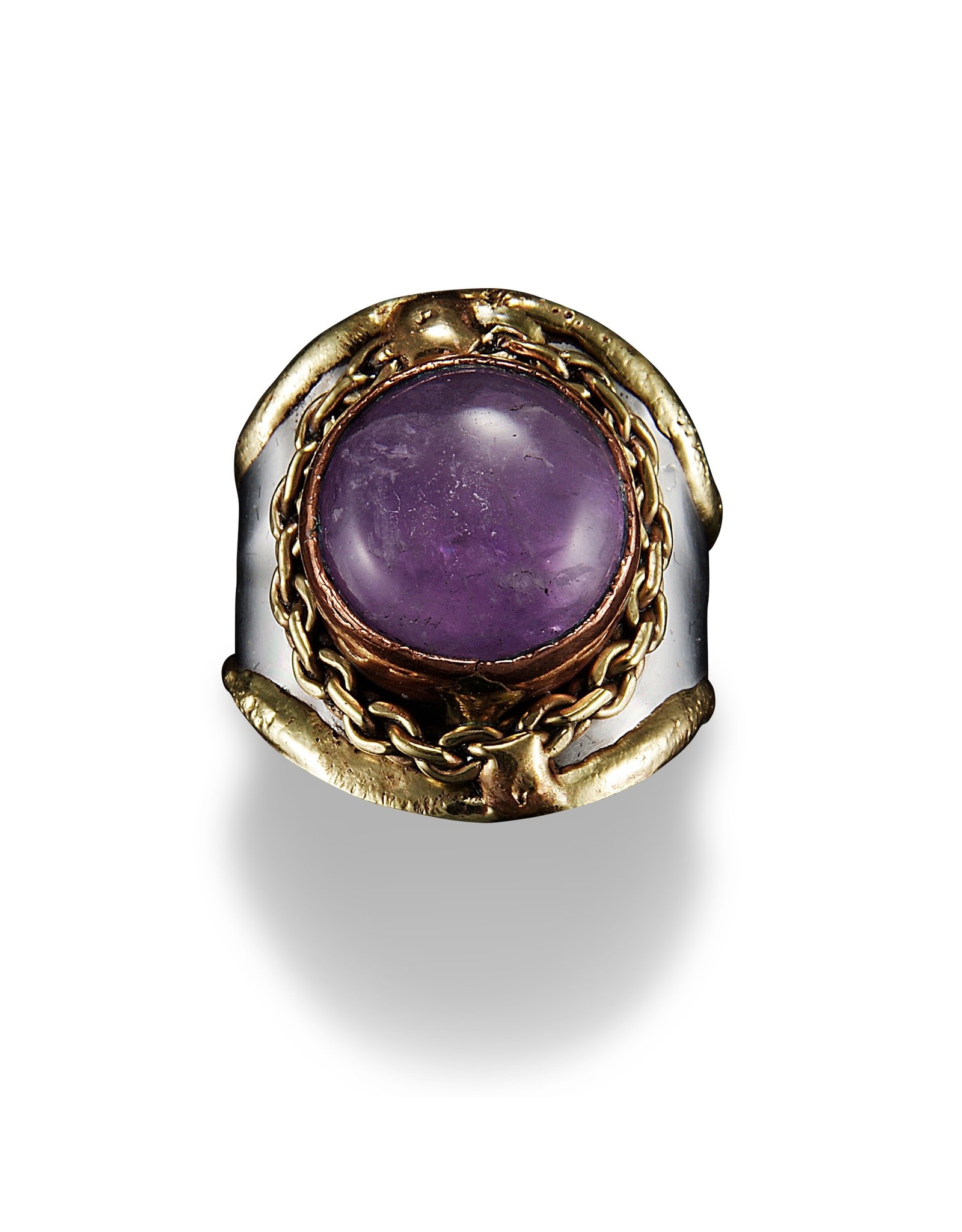 Anju Jewelry Mixed Metal Adjustable Ring | Amethyst