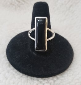Black Onyx Silver Ring | Size 8