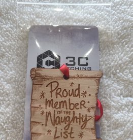 3C Etching Engraved Wooden Ornaments | Proud Member of The Naughty List
