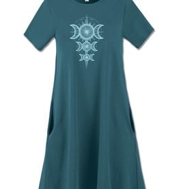 Soul Flower T-Shirt Dress with Pockets | Turquoise