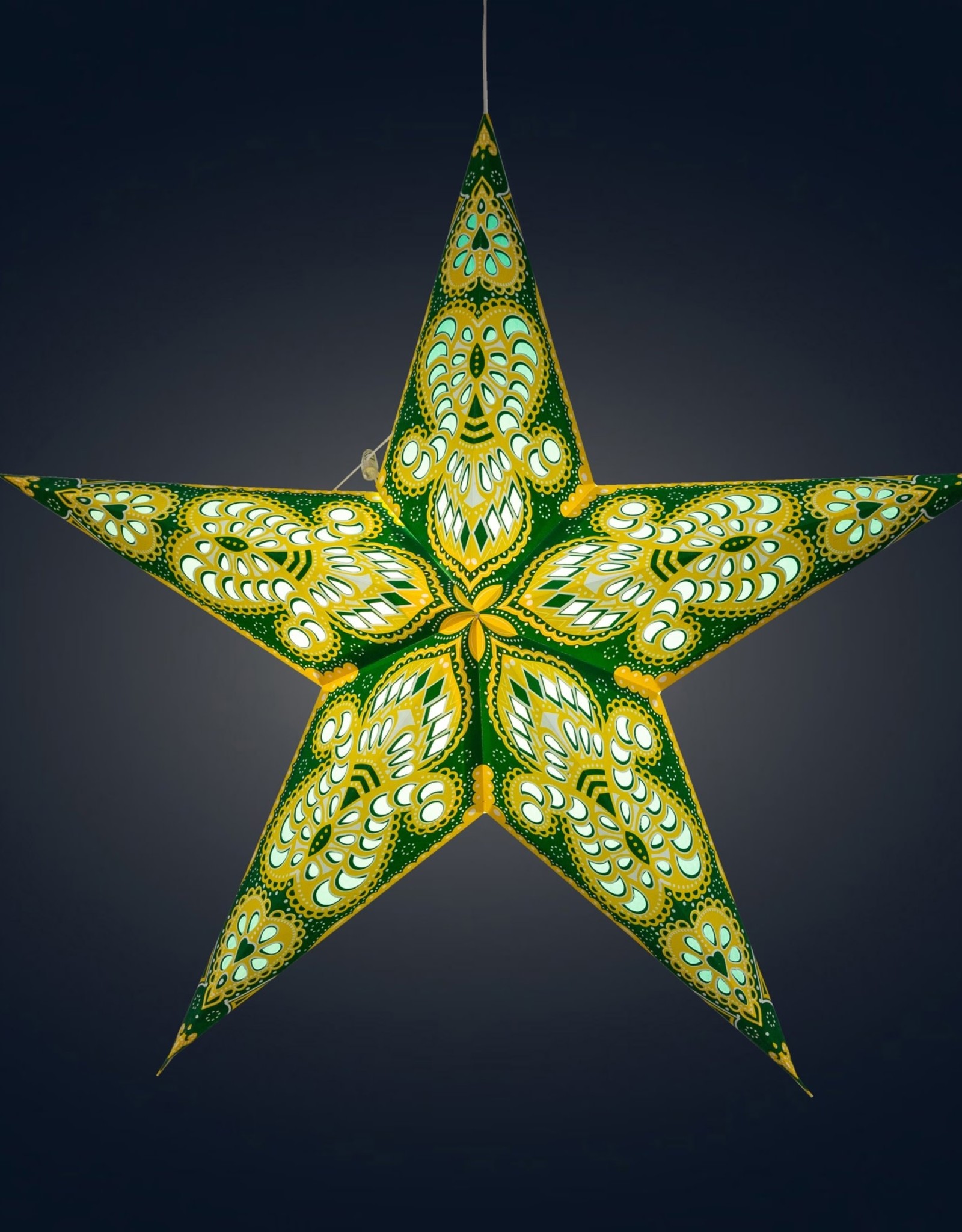 Artschatz LLC Phoenix | 24" Star Paper Lantern | Yellow/Green